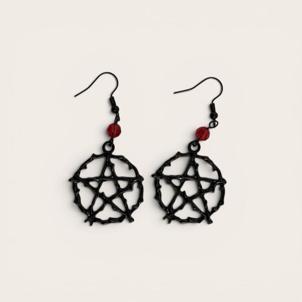 Gothic Pentagram Dangle Earrings